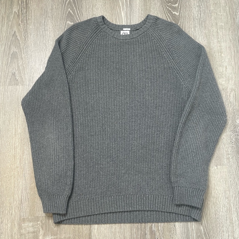 Zara Gray Ribbed Men's Sweater